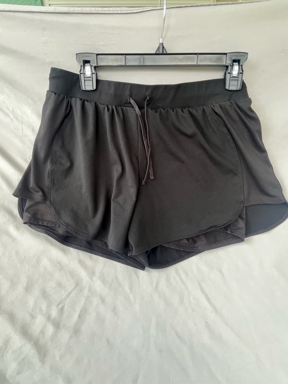 Avia Black Layered Athletic Shorts with Drawstring